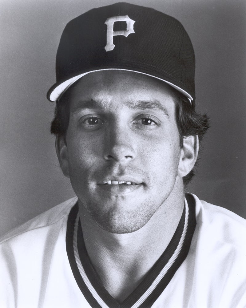 Head and shoulders portrait of John Cangelosi in Pirates uniform